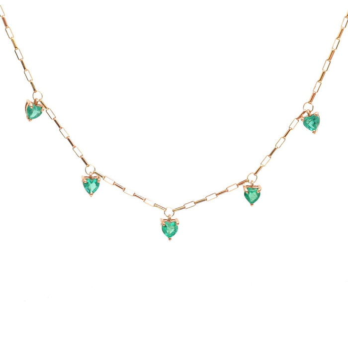 Delicate Emerald Heart 18K Yellow Gold Necklace