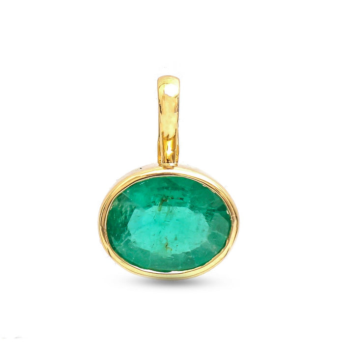 Classic Oval Emerald 18K Yellow Gold Pendant Necklace