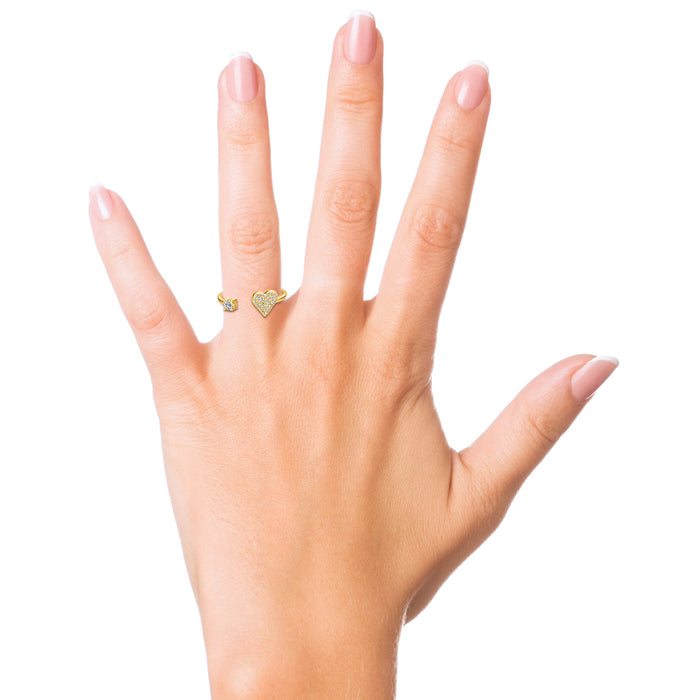Open Heart Diamond Cuff Ring in 14K Yellow Gold