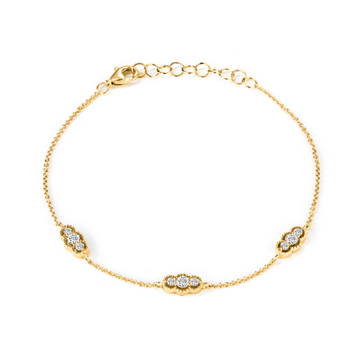 Diamond Dynasty Round Bracelet in 14K Yellow Gold
