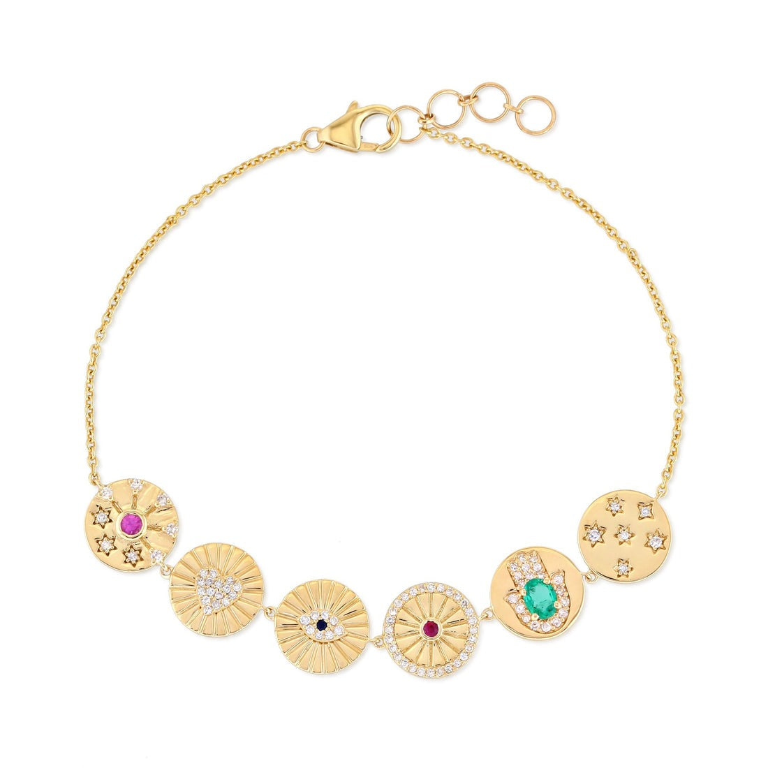 Majestic Diamond Vintage Charm Bracelet in 14K Yellow Gold