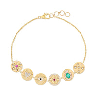 Majestic Diamond Vintage Charm Bracelet in 14K Yellow Gold