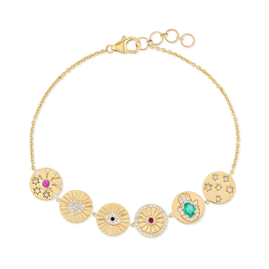 Majestic Diamond Vintage Charm Bracelet in 14K Yellow Gold