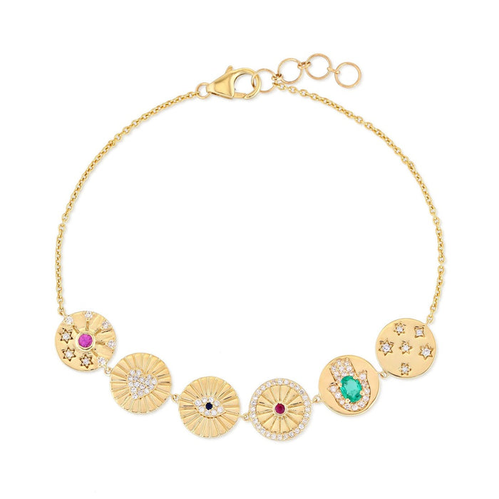Majestic Diamond Vintage Charm Bracelet in 14K Yellow Gold