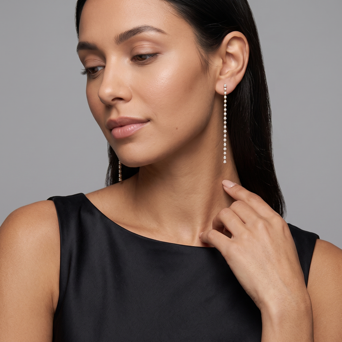 Stellar Line 14K (or 18k upon request) Yellow Gold Diamond Drop Earrings