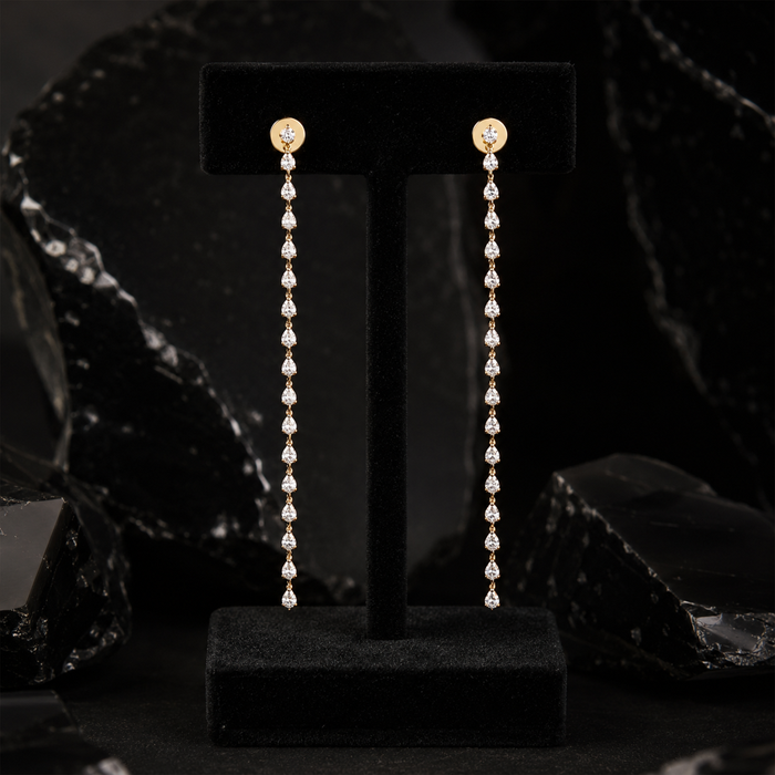 Stellar Line 14K (or 18k upon request) Yellow Gold Diamond Drop Earrings