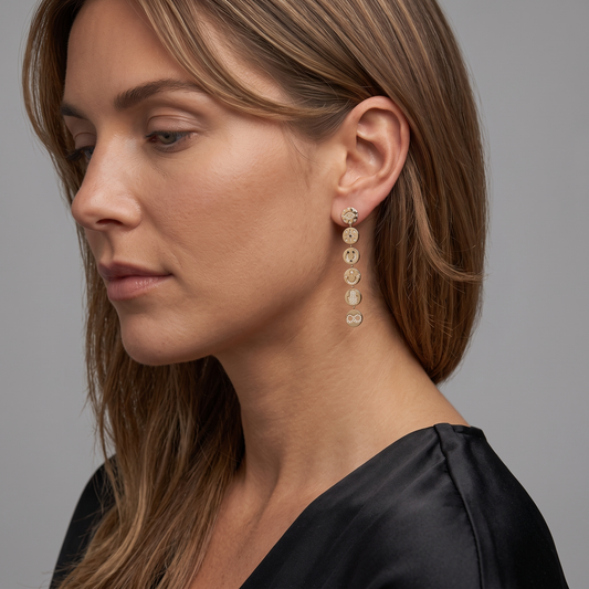Mystic Medallion Charms Drop Earrings in 14K Yellow Gold