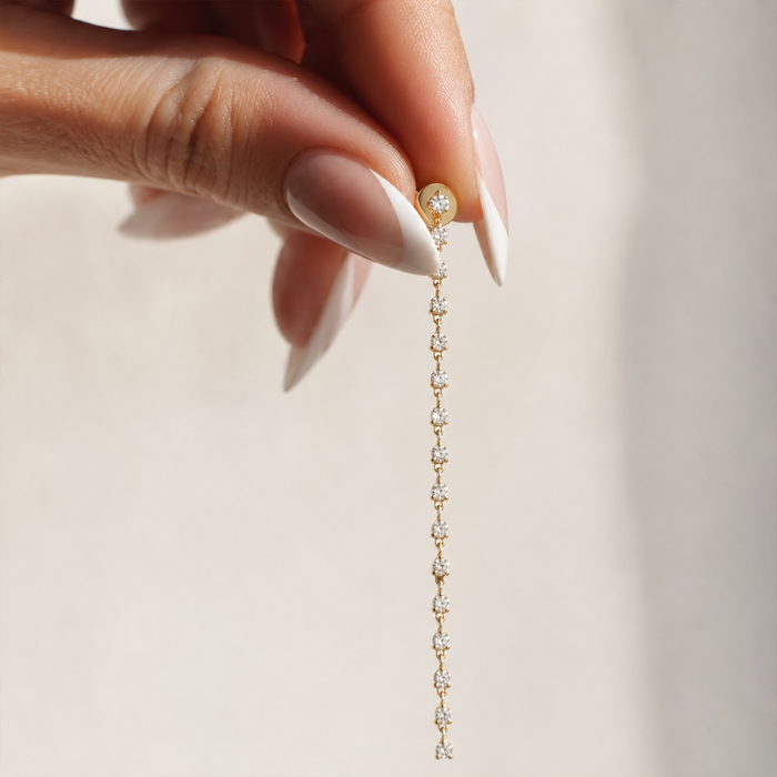 Stellar Line 14K (or 18k upon request) Yellow Gold Diamond Drop Earrings