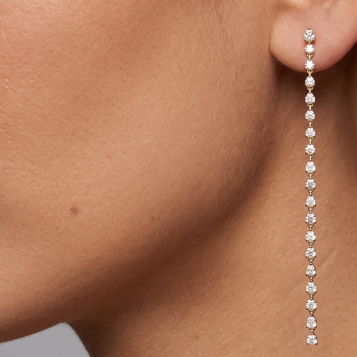 Stellar Line 14K (or 18k upon request) Yellow Gold Diamond Drop Earrings