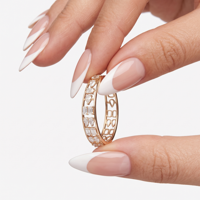 Geometric Openwork Diamond Hoop Earrings in 14K Gold