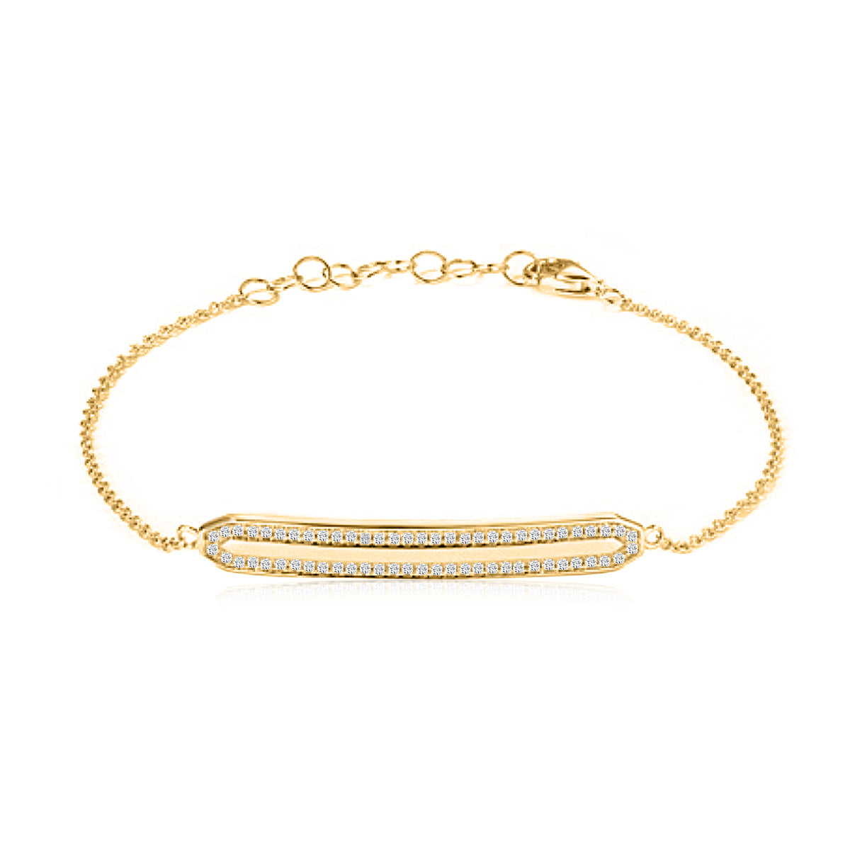 Double Line Bar Diamond Bracelet in 14K Yellow Gold