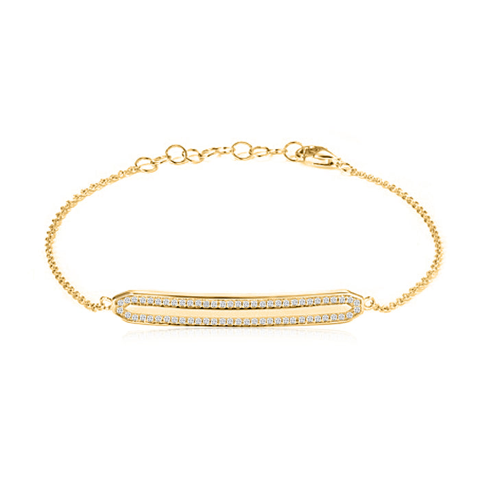 Double Line Bar Diamond Bracelet in 14K Yellow Gold