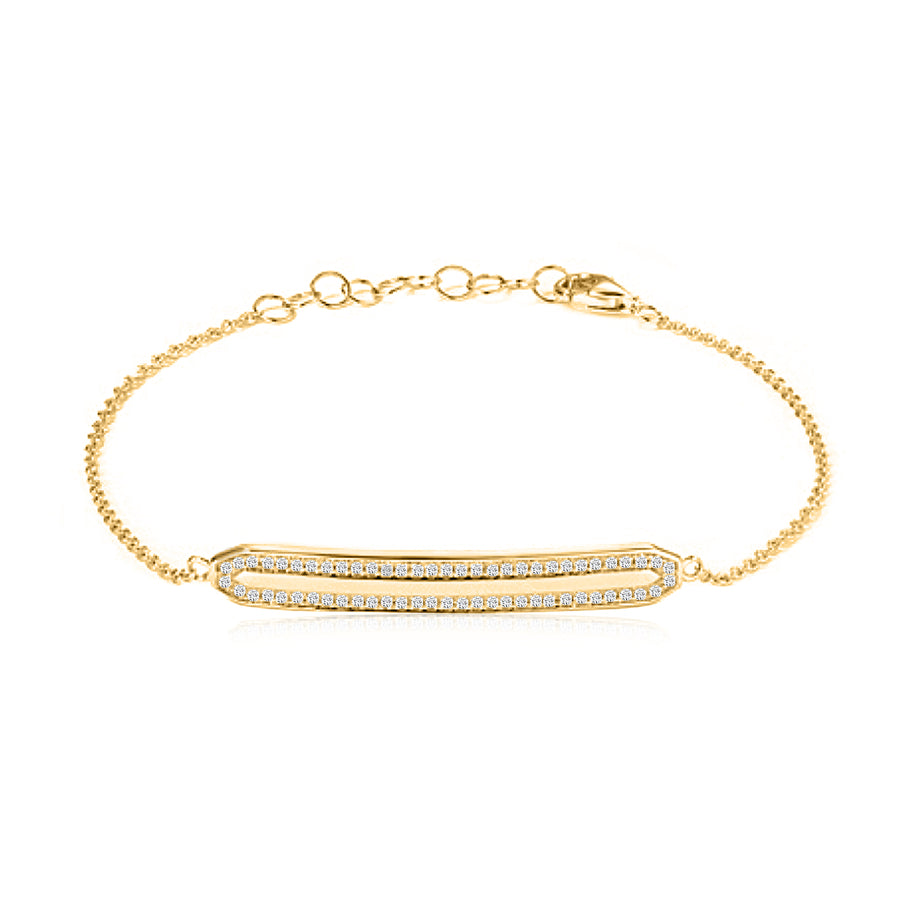 Double Line Bar Diamond Bracelet in 14K Yellow Gold