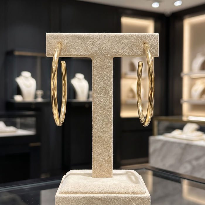 Polished Classic Medium Hoop Earrings in 14K Gold