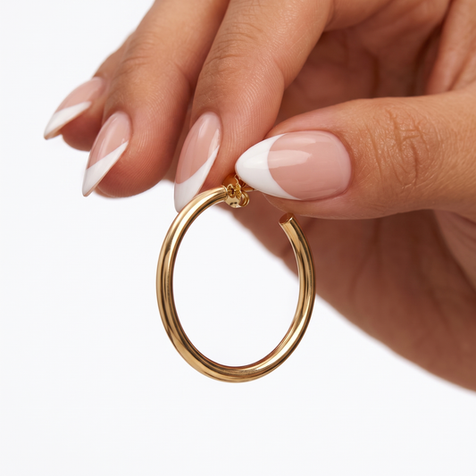 Polished Classic Medium Hoop Earrings in 14K Gold