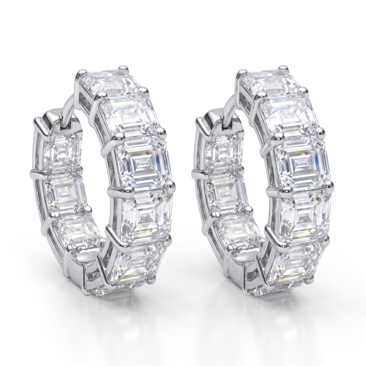 Day to Night Hoop Lab Diamond Earrings in 14K White Gold