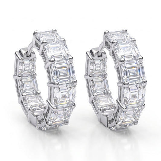 Day to Night Hoop Lab Diamond Earrings in 14K White Gold