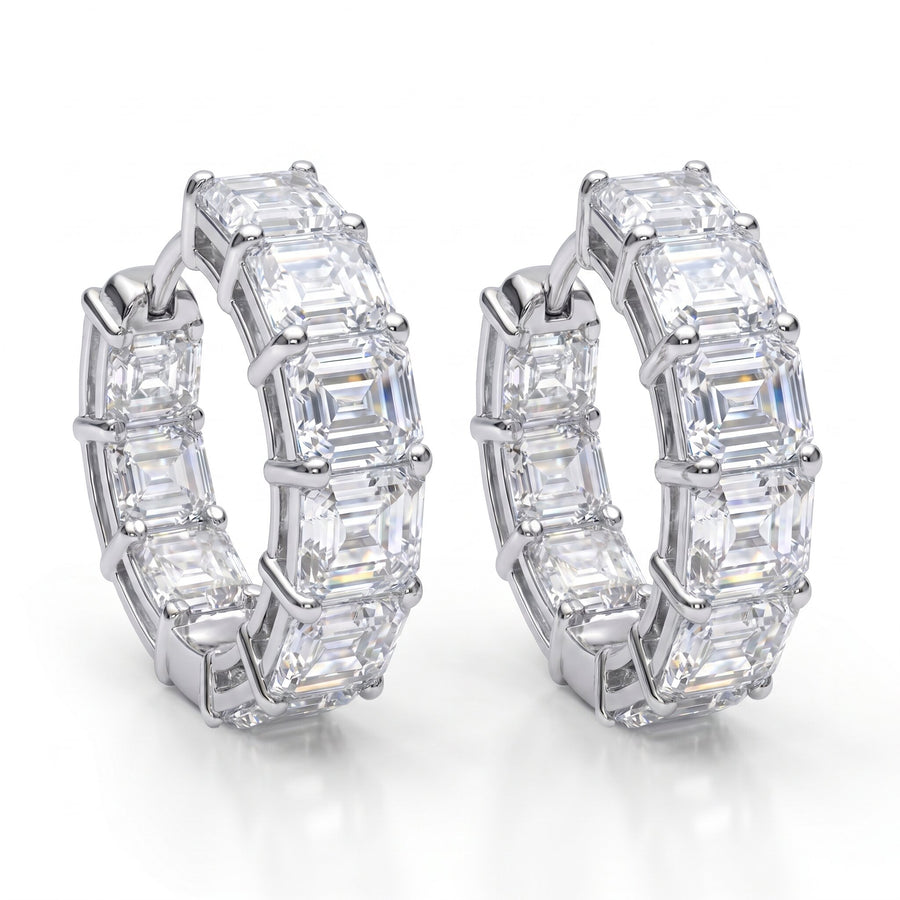 Day to Night Hoop Lab Diamond Earrings in 14K White Gold
