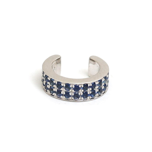 Blue Sapphire Pavé 14K (18K Custom) White Gold Ear Cuff