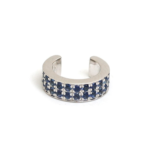 Blue Sapphire Pavé 14K (18K Custom) White Gold Ear Cuff