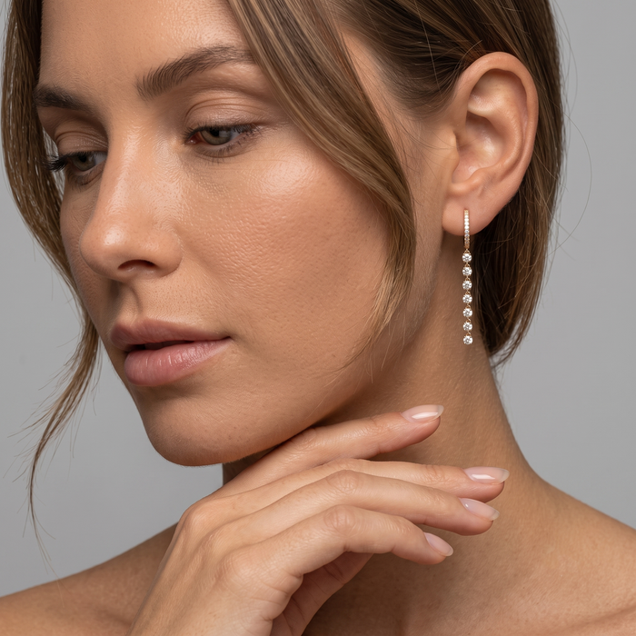 Oval Chain Link Diamond 14K (or 18k upon request) Yellow Gold Drop Earrings