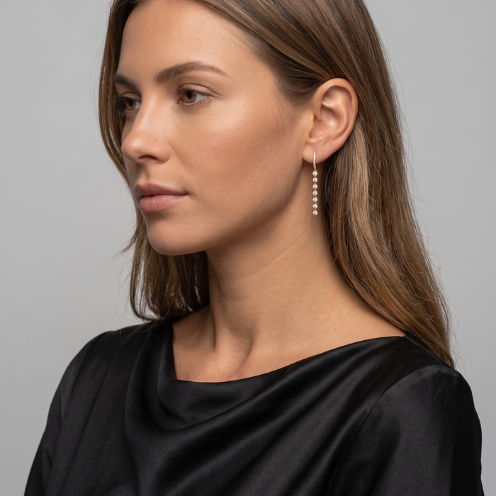 Oval Chain Link Diamond 14K (or 18k upon request) Yellow Gold Drop Earrings