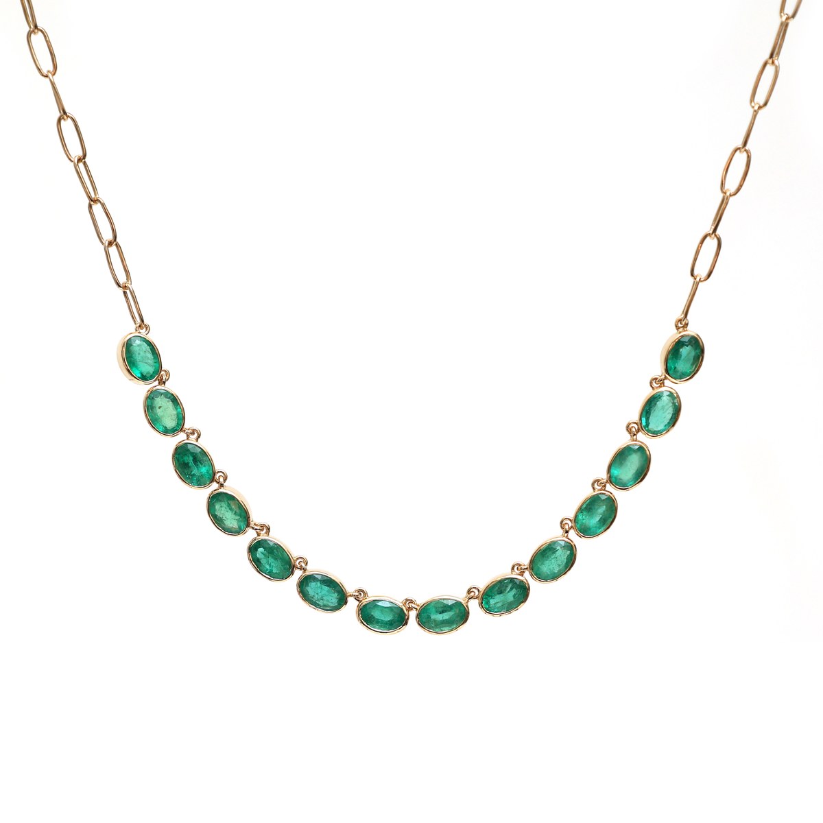 Luxe Oval Emerald 18K Yellow Gold Necklace