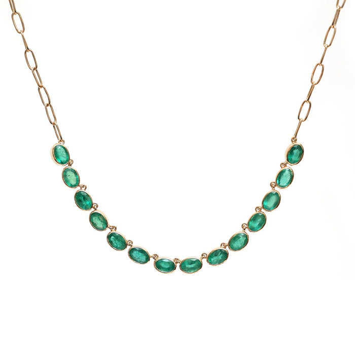 Luxe Oval Emerald 18K Yellow Gold Necklace