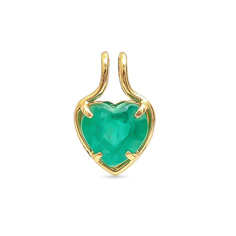 Heart-Shaped Emerald 18K Yellow Gold Pendant Necklace