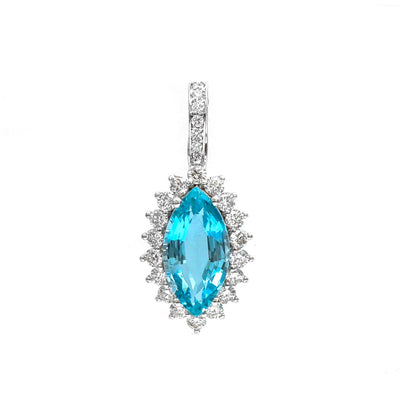 Marquise-Shaped Diamond 18K White Gold Pendant Necklace