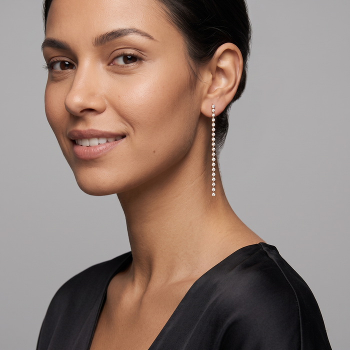 Stellar Line 14K (or 18k upon request) Yellow Gold Diamond Drop Earrings