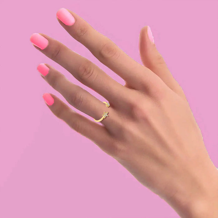 Twinkle Star Diamond Ring in 14K Yellow Gold