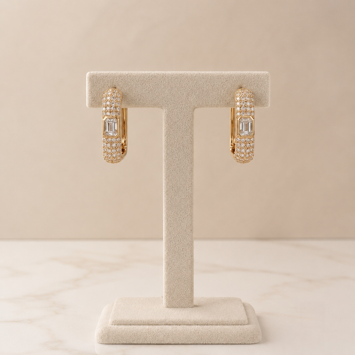 Gilded Glint Pave Diamond Huggies Earrings in 18K Yellow Gold