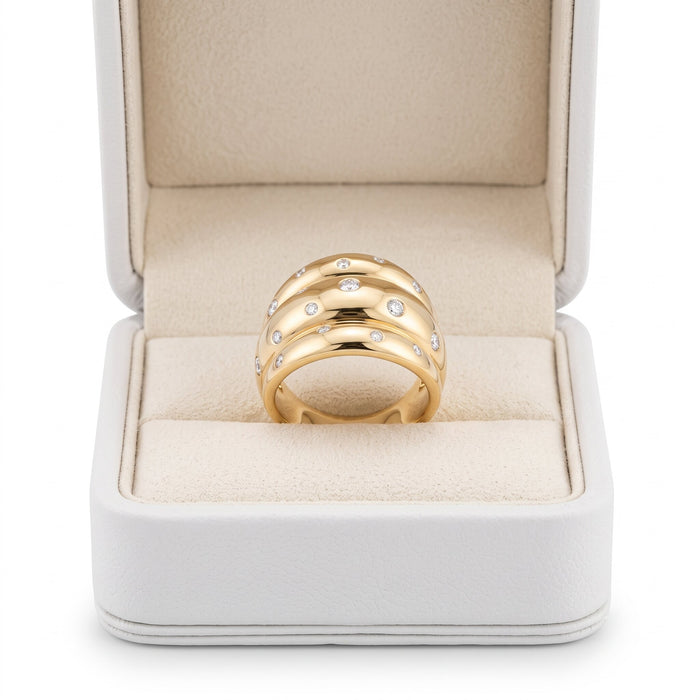 Scattered Diamond Bold Ring in 14K Yellow Gold