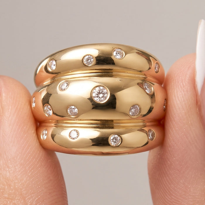 Scattered Diamond Bold Ring in 14K Yellow Gold