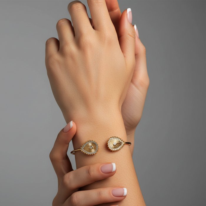 Shiny Bangle 14K (or 18k upon request) Yellow Gold Diamond Bracelet