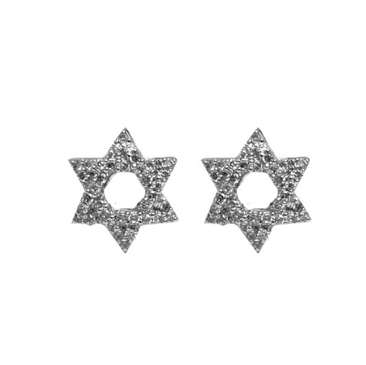 Natural Diamond 18K  Star White Gold Stud Earrings