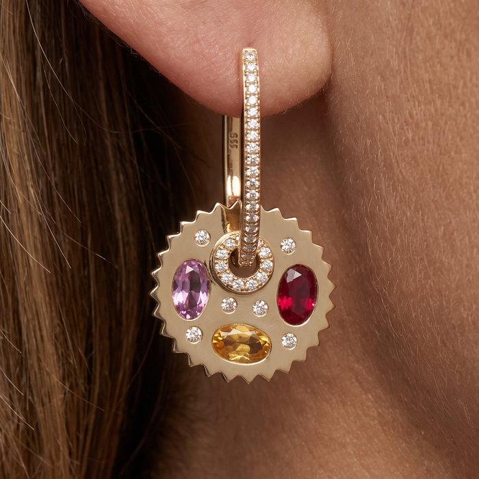Twinkling Halo Luxe Diamond Drops Earrings in 14K Yellow Gold