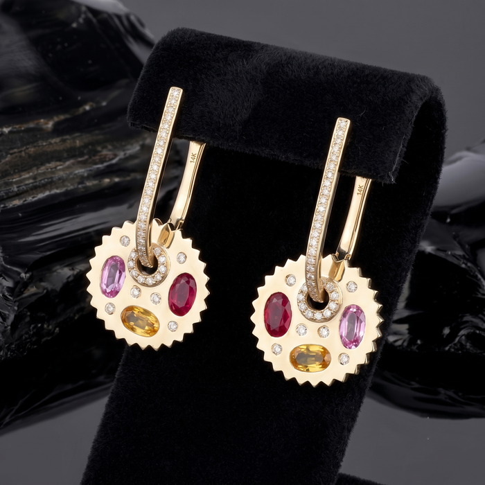 Twinkling Halo Luxe Diamond Drops Earrings in 14K Yellow Gold