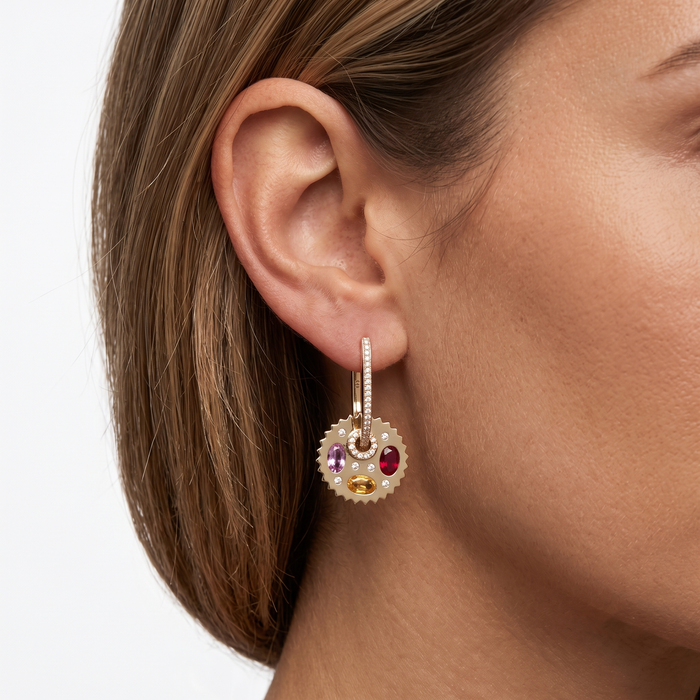Twinkling Halo Luxe Diamond Drops Earrings in 14K Yellow Gold
