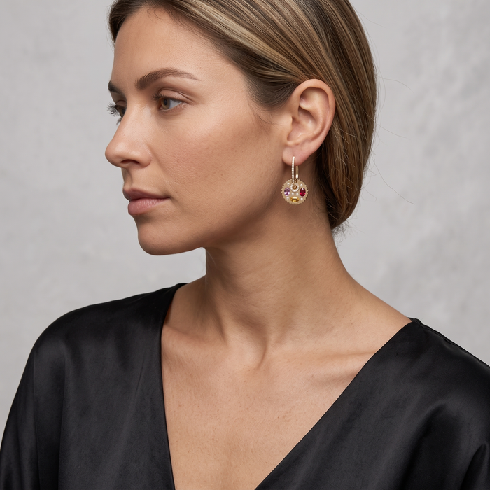Twinkling Halo Luxe Diamond Drops Earrings in 14K Yellow Gold