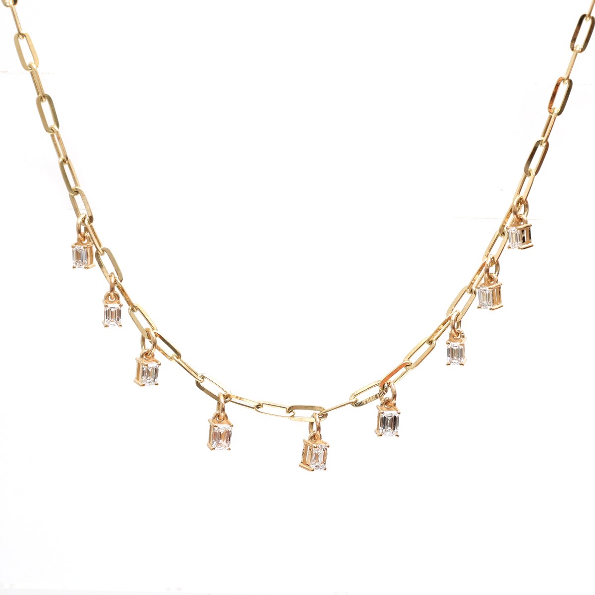 Luxury Lab  Diamond 14K (18K Custom) Yellow Gold Drop Necklace