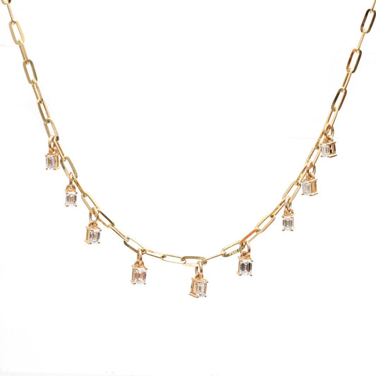 Luxury Lab  Diamond 14K (18K Custom) Yellow Gold Drop Necklace