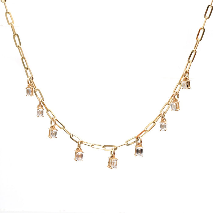 Luxury Lab  Diamond 14K (18K Custom) Yellow Gold Drop Necklace