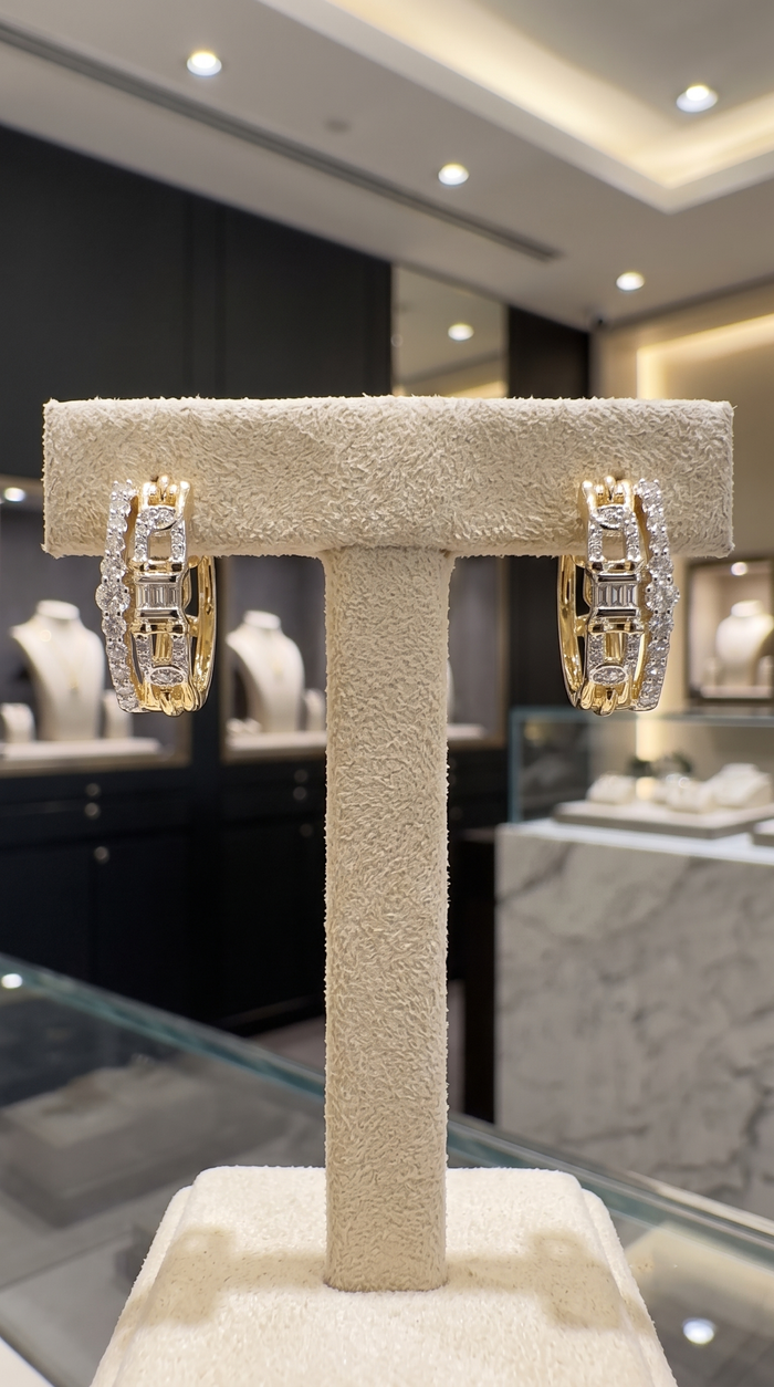 Velvetine Glam Huggie Earrings in 14K Yellow Gold