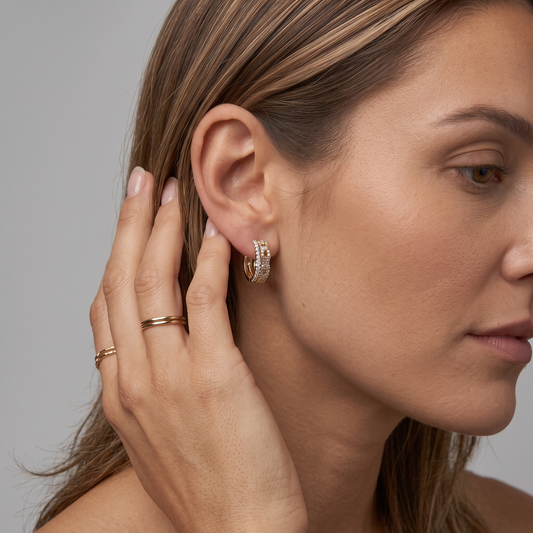 Velvetine Glam Huggie Earrings in 14K Yellow Gold
