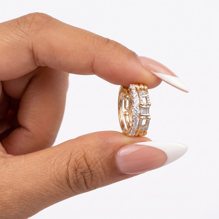 Velvetine Glam Huggie Earrings in 14K Yellow Gold