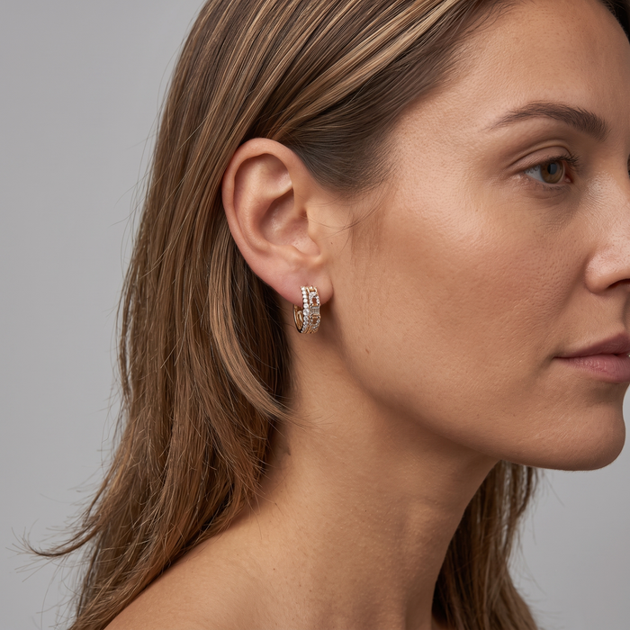 Velvetine Glam Huggie Earrings in 14K Yellow Gold
