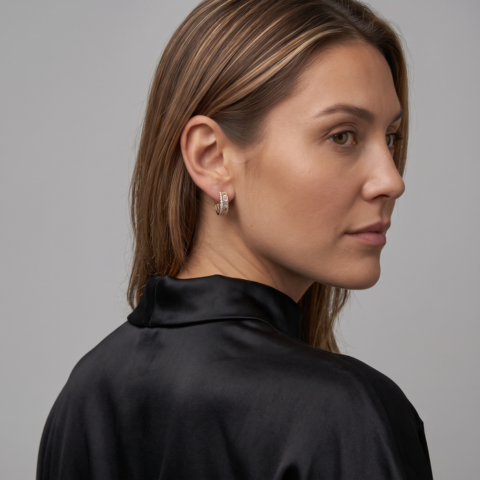 Velvetine Glam Huggie Earrings in 14K Yellow Gold