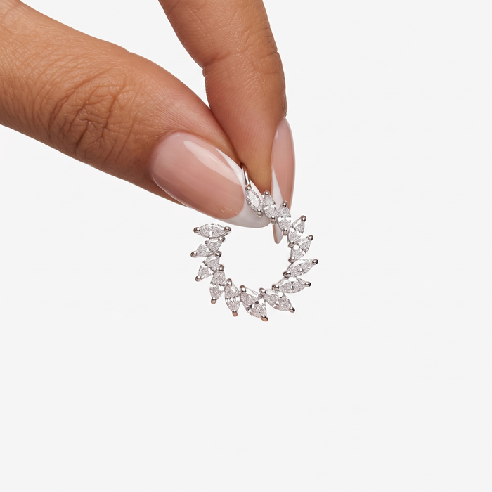 Moonlit Circular Marquise Diamond Earrings in 18K White Gold